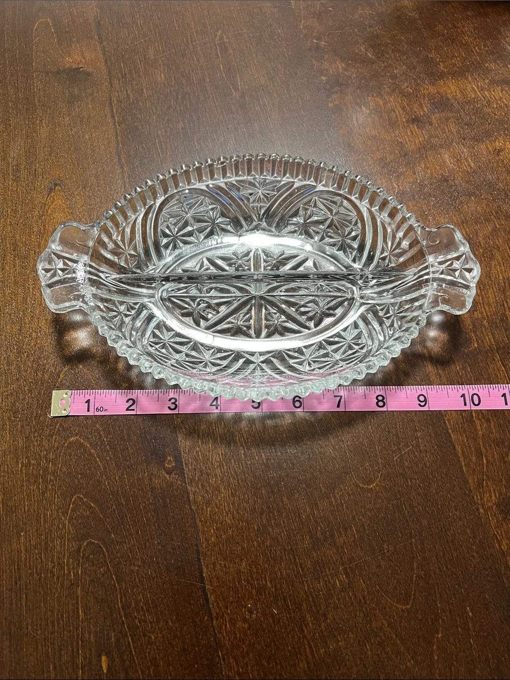 Vintage Pressed Glass Divided Serving Dish - Clear
